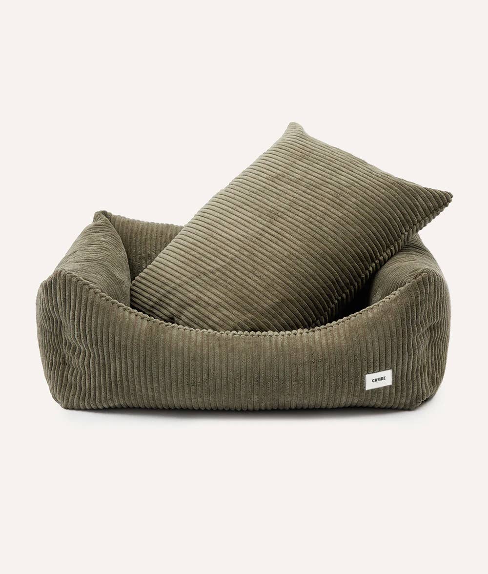 Lit pour chien en velours côtelé vert, Snozy