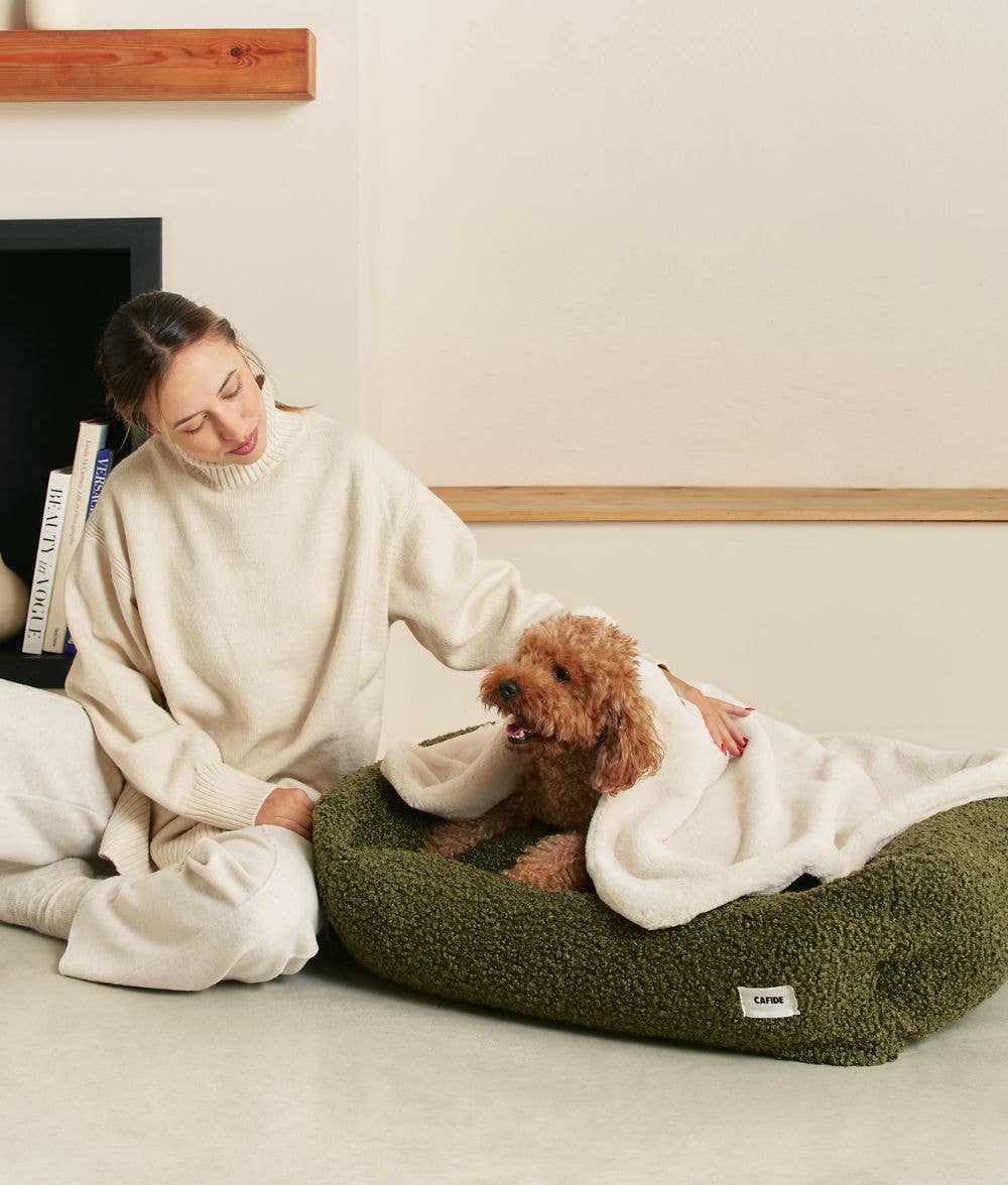 Couverture pour chien effet poil beige clair, Toia