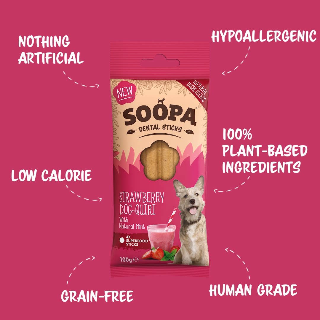 Bâtonnets Dentaires pour Chiens Saveur Fraise et menthe