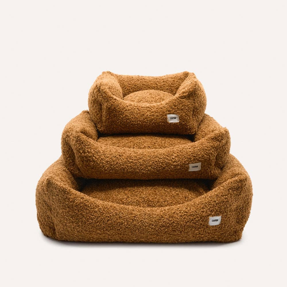 Lit pour chien en bouclette moutarde, Snozy