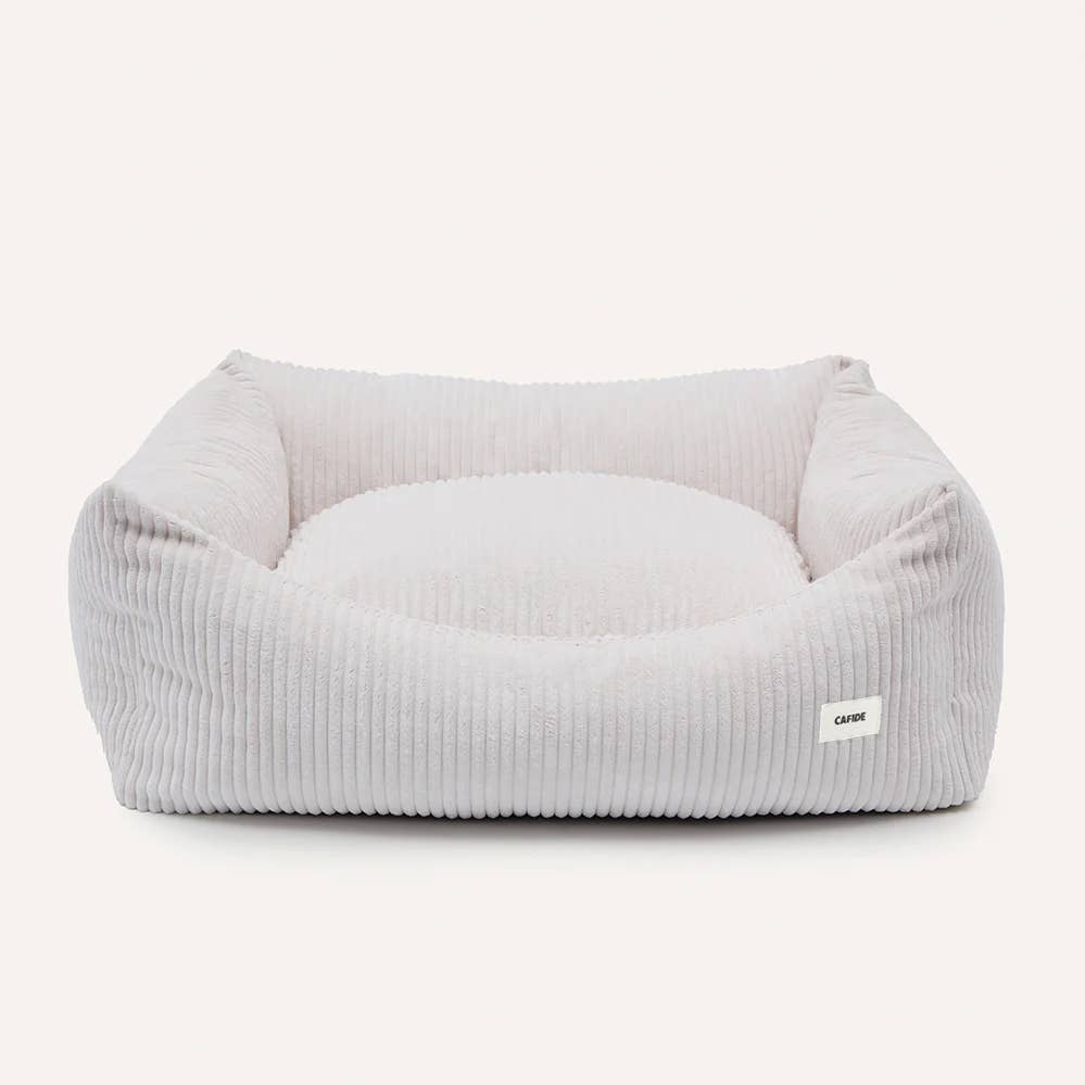 Lit pour chien en velours côtelé blanc, Snozy