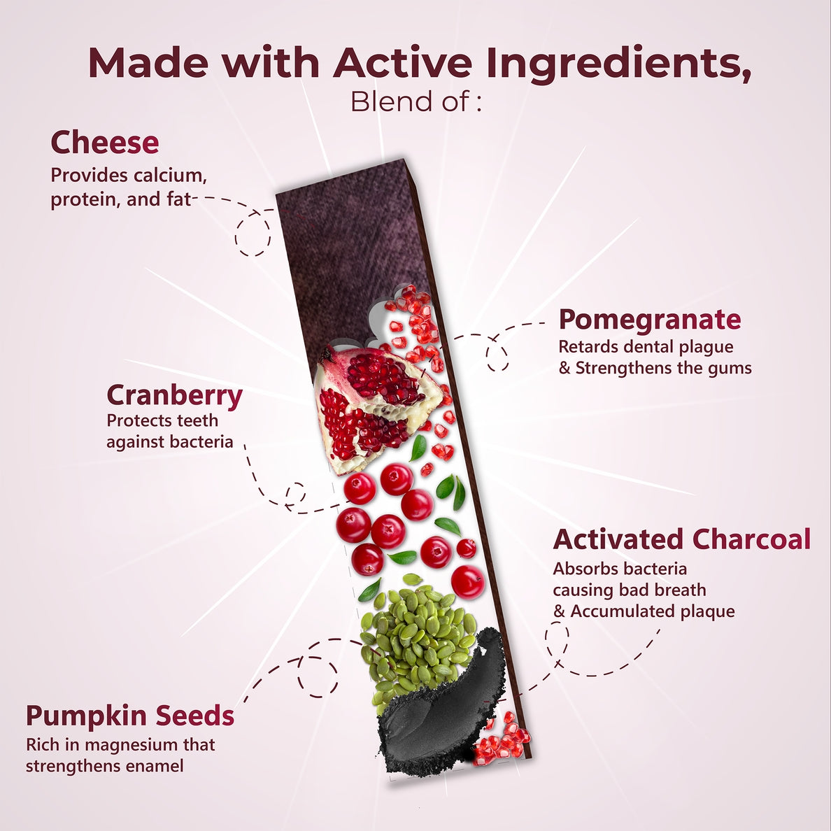 Fromage de Yak - Canneberge, grenade, graine de courge et charbon actif