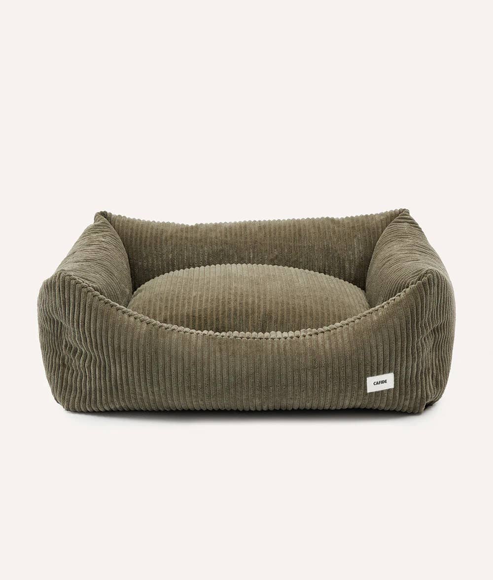Lit pour chien en velours côtelé vert, Snozy