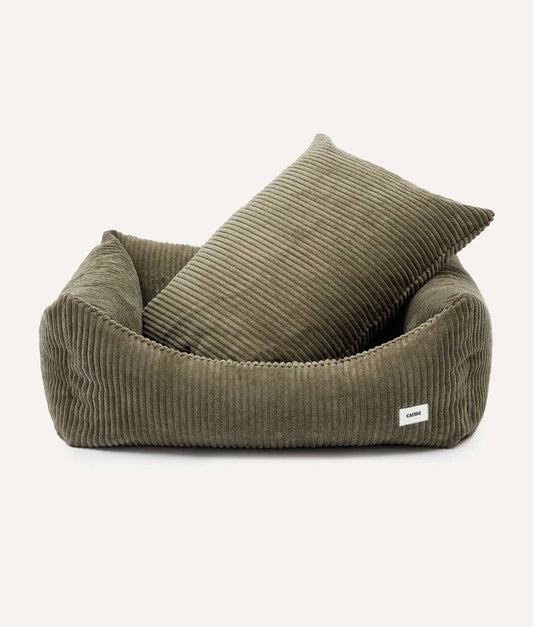 Lit pour chien en velours côtelé vert, Snozy