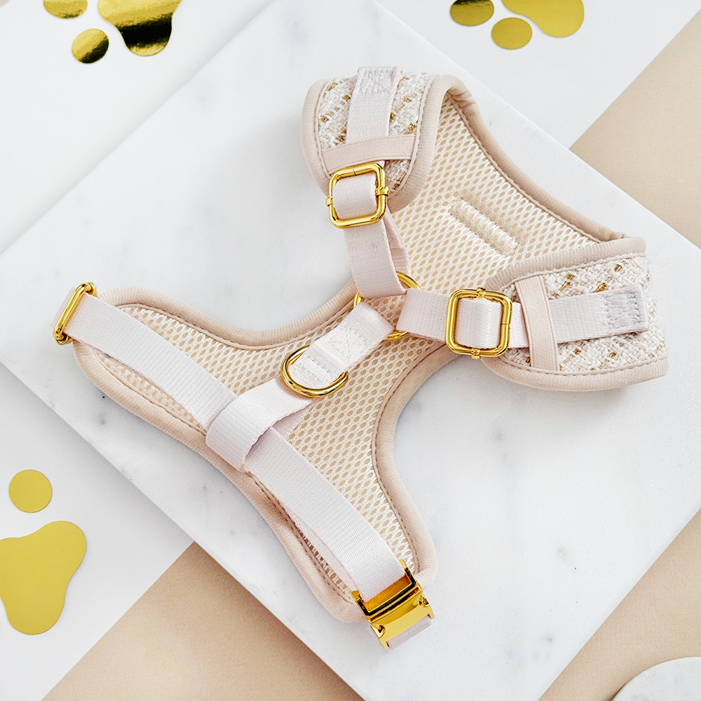 Harnais à col réglable en tweed texturé vanille