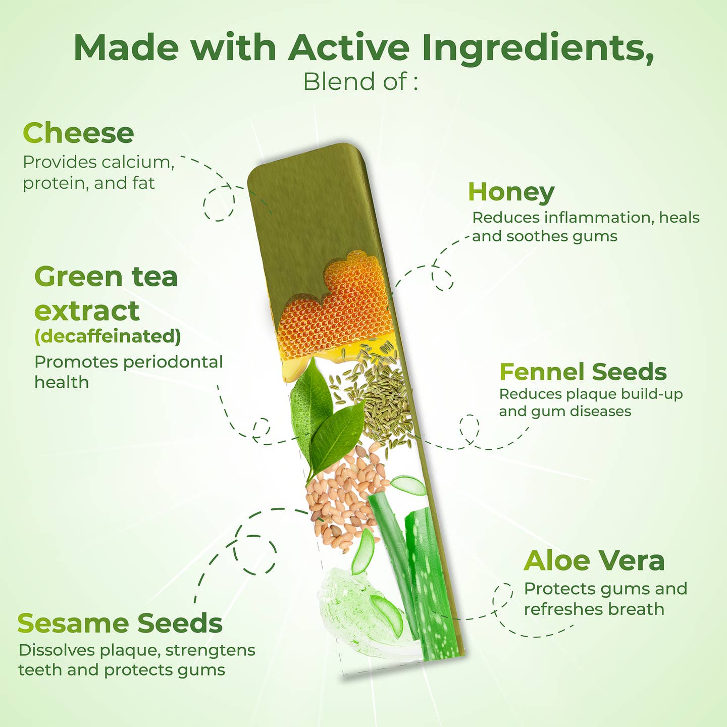 Fromage de Yak - Aloe vera, miel, graines de sésame, extrait de thé vert, graines de fenouil