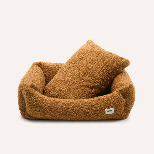 Lit pour chien en bouclette moutarde, Snozy