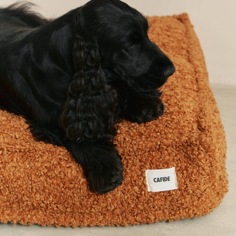 Lit pour chien en effet bouclette moutarde, Cuadra